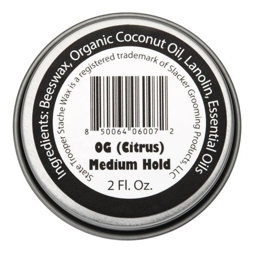 Mustache Wax - Medium Hold - Citrus Scent - Two Ounce Tin