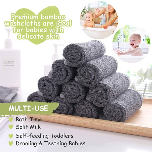 JEFFSUN 12 Pack Small Wash Cloths,13X13 inch Face Washcloths Service Well for Morning Skincare Routine, 10X10 inch Black Face Cloths Perfect for Makeup Removal
