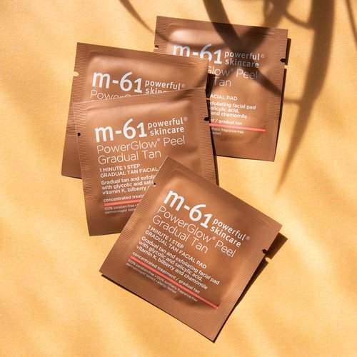 m-61 PowerGlow Peel Gradual Tan | 1-Minute, 1-Step Exfoliating Facial Peel To Build A Streak-Free Radiant Glow. With Glycolic and Salicylic Acid. Dermatologist & Allergy Tested - 10 Treatments