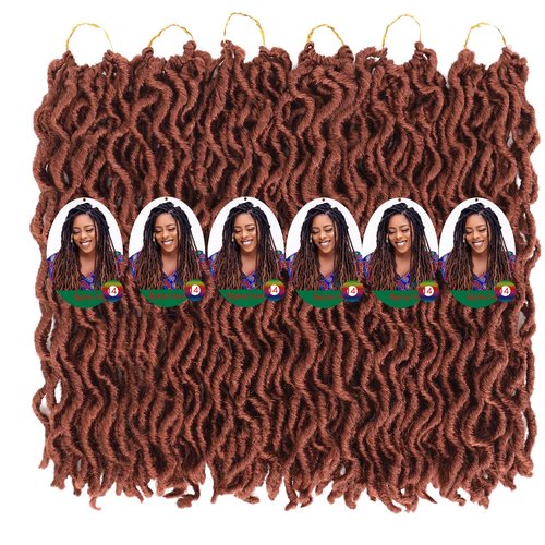 6 Packs Faux Locs Crochet Hair 14 Inch Ginger Goddess Locs Crochet Hair for Black Women, Prelooped Gypsy locs Crochet Braids Copper Red Soft Wavy Dreadlocks Hair Extensions, 350