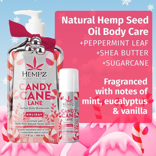 Hempz Holiday Gift Set, Candy Cane Lane Moisturizer (17 Oz) & Lip Balm (.44 Oz) – Holiday Moisturizing Lip Balm & Hydrating Lotion Skin Care Gift Set for Women & Men for Combatting Dry Lips & Skin