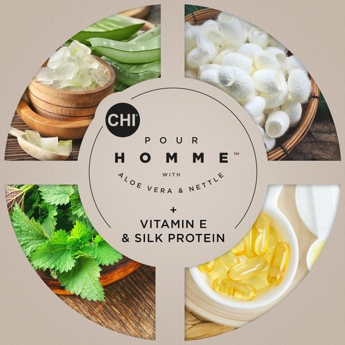 CHI Pour Homme Beard Oil for Men, Softens & Smooths Hair & Moisturizes Skin, Promotes Growth, Made With Aloe Vera & Nettle, Fresh, Woody Scent, 2 oz