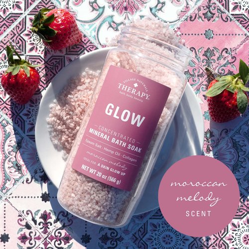 Village Naturals Therapy Glow Concentrated Mineral Bath Soak, Moroccan Melody Scent, 20 oz, Pack of 4