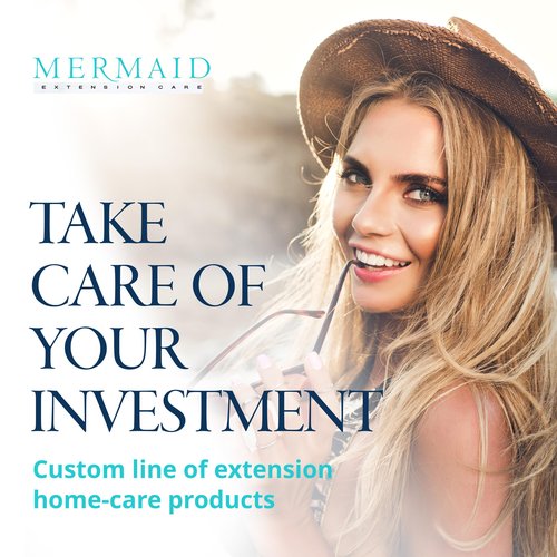 Mermaid Extension Care Travel Kit, 4 Piece Set with Extension-Safe Shampoo, Conditioner & Seafoam and Sunscreen