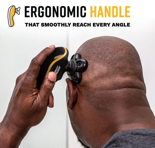 Bald Buddy Head Shaver for Men, Waterproof, Rechargeable Electric Razor, Cordless, Ergonomic Design, Battery & Cleaning Indicator, The Cut Buddy