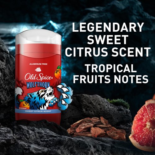 Old Spice Aluminum Free Deodorant for Men, 24/7 Odor Protection, 24/7 Freshness & Lasting Scent, Goes on Clear, Wolfthorn with Sweet Citrus Scent, 3.0 oz (Pack of 3)