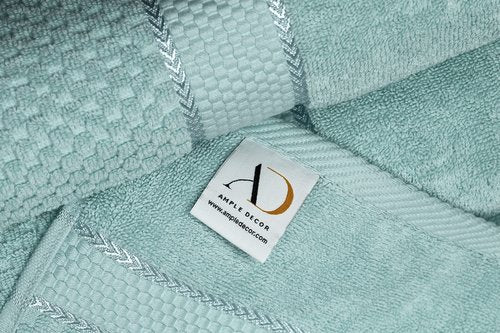 Ample Decor Mint Green Wash Cloth Set of 5 100% Cotton - Quick Dry, Highly Absorbent, Popcorn Textured - Mulaayam Collection - 12 X 12 Inch
