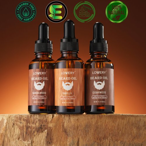 Beard Oil for Men – Sandalwood, Vanilla & Cedarwood Natural Mens Beard Oil Kit with Argan & Jojoba Oil - Beard Softener & Deeply Moisturizer Adding a Natural Shine, Grooming Kit Beard Care for Him
