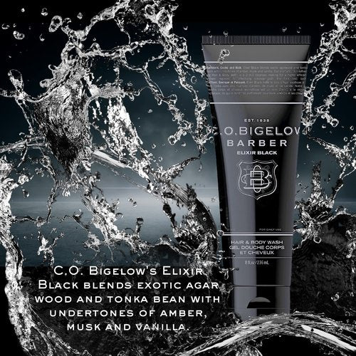 C.O. Bigelow Elixir Black Hair & Body Wash for Men, Pack of 2 Musk & Vanilla Scented Men's 2 in 1 Shampoo & Body Wash, 8 Fl Oz