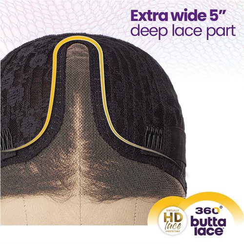 Sensationnel Butta 360 Lace Wigs - Unit 4 Wider Parting 360 Degree Lace Glueless Synthetic Preplucked Hairline (1B OFFBLACK)