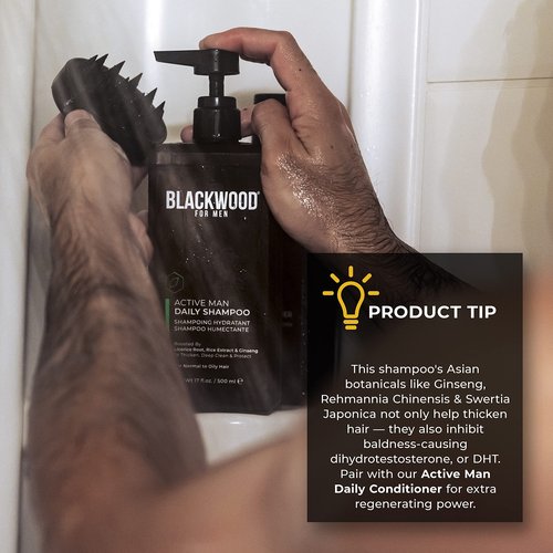 Blackwood For Men Active Man Conditioner for Hair Loss & Dandruff (17 Oz) + Active Man Shampoo (17 Oz) Bundle - Sulfate Free, Paraben Free, & Cruelty Free