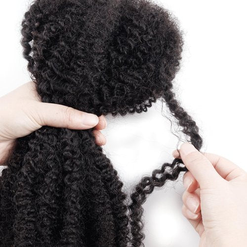 Afro Kinkys Bulk Human Hair for Permanent Micro Locs/Twists/Braids/Repair Locs Afro Kinky Curly Bulk Length and Thickness Extending, Blend Seamlessly with African hair (Natural black, 12inch 50g)