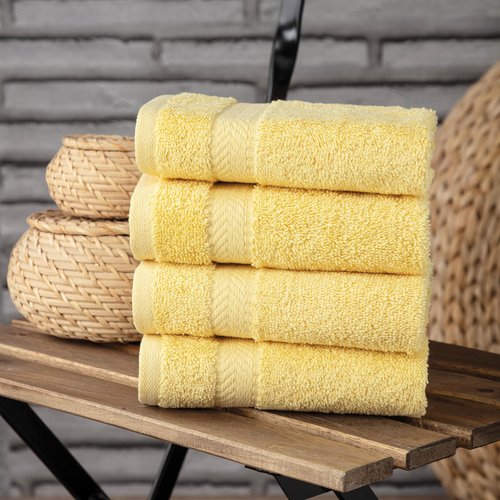 TEXTILOM Washcloths for Body and Face – Hotel and Spa Quality & Soft & Absorbent & Quick Dry Wash Cloths for Your Body – 100% Turkish Cotton Wash Clothes Towel Set of 4 (13 x 13 inches) - Yellow