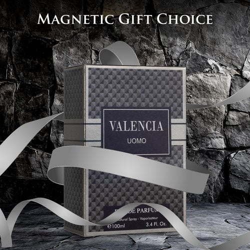 Valencia UOMO for Men Eau De Parfum - Woody Aromatic Fragrance - Floral Twist Blended with a Cool Facet of Mineral Notes & Salt - Edgy yet Masculine Scent - Cologne or Everyday Use - 100ml Bottle