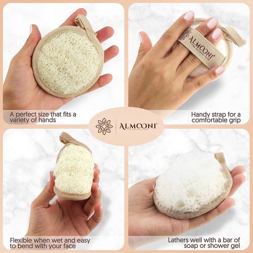 Premium Exfoliating Loofah Pad Scrubber for Face and Body, Made with Natural Egyptian Shower Loofah Sponge That Gets You Clean, Not Just Spreading Soap