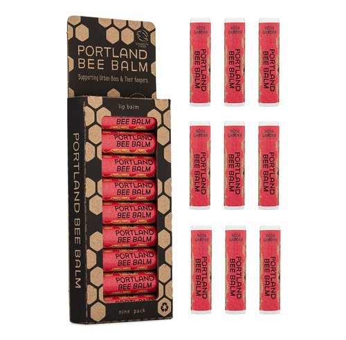 Portland Bee Balm All Natural Handmade Beeswax Based Lip Balm, Rose Garden 9 Count