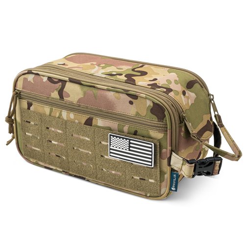 PAVILIA Extra Large Tactical Toiletry Bag for Men, Travel Hygiene Bag, Military Gear Dopp Kit, Molle Accessories Pouch, Shaving Grooming Essentials Gym Bathroom Shower Toiletries Tool EDC, Camo XL