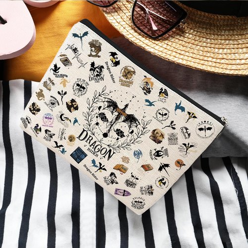 VeloKomo 4th Wing Cosmetic Bags - Fantasy Book Merch Makeup Bag for Dragon Lovers Fans Bookish Gifts Decor Personalized Zipper Small Toiletry Pouch for Girls Women Graduation Birthday Party Travel