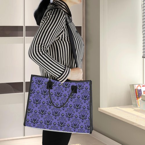 LEVLO Haunted Horror Makeup Bag - Spooky Purple Mansion Gift - Zipper Pouch Bag - Horror Ghost Merch