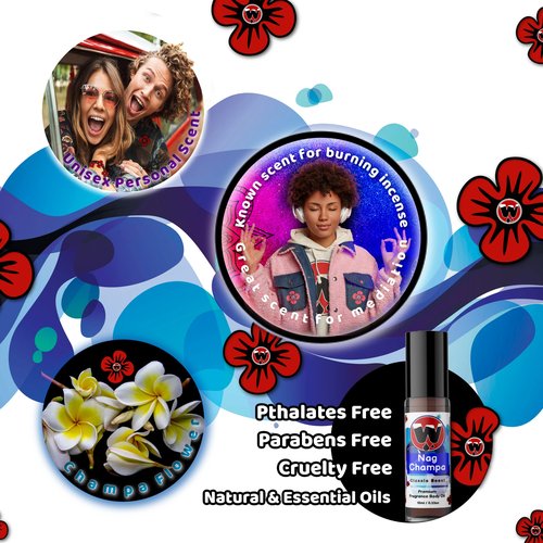 WagsMarket - Nag Champa Perfume Oil, from 0.33oz Roll On to 4oz Glass Bottle (4oz Glass Bottle)