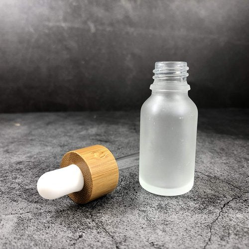 4 Pcs Bamboo Frosted Glass Eye Dropper Bottle,Empty Essential Oil Bottles With Pure Glass Pipettes,Bamboo Cap Makeup Travel Cosmetic Sample Container-Pipette&Funnel included (30ml/1 Ounce) (Pack of 2)