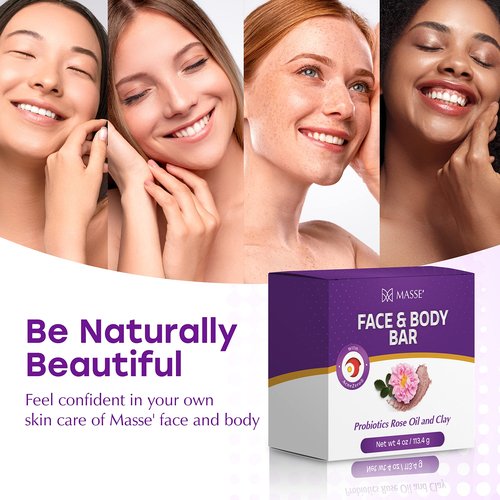 Massey’s CF 100% Natural Probiotic Soap - Lemon and Lavander Body Soap - Sensitive Skin Face Wash with AcneZero Skin Cleanser
