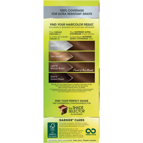 Garnier Nutrisse Ultra Coverage Hair Color, Deep Medium Golden Brown (Chestnut Praline) 530 (Packaging May Vary), Pack of 1