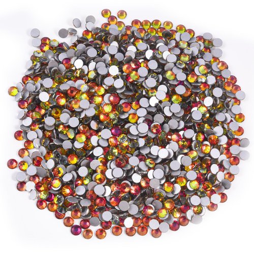 Blinginbox Glass Flatback Rhinestones Crystal Round Gems,Red Volcanic,SS30/288pcs,6.4-6.6mm