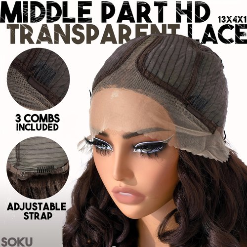 SOKU Long Curly Lace Front Wig for Black Women Highlight 13x4x1 Synthetic Lace Front Wigs Glueless Pre-Plucked Hairline with Baby Hair 22 Inch Heat Resistant (Highlight Brown)