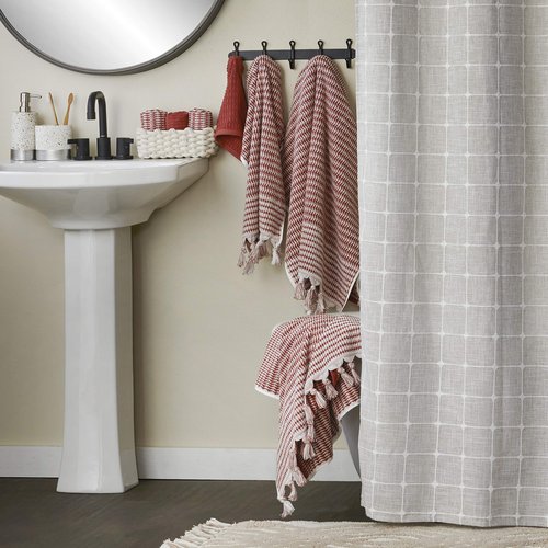 SKL Home Longborough 100% Turkish Cotton Premium 4-Piece Washcloth Set, 520 GSM, Soft & Absorbent Jacquard, Spice