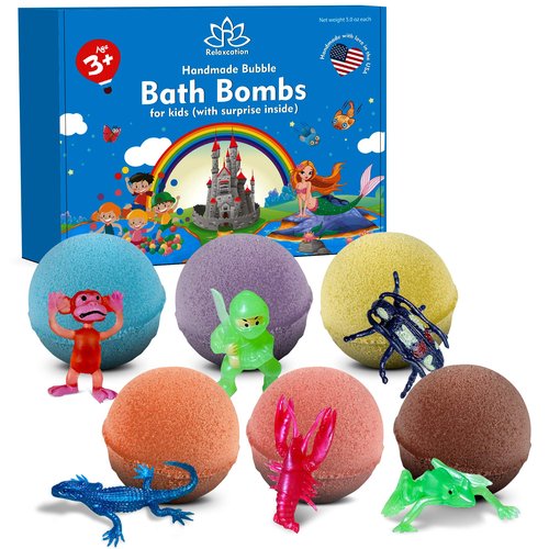 Bath Bombs Set for Kids with Surprise Toys Inside - Mystery Toys Inside Bubble Bath Balls - Great Gift for Girls and Boys for Easter - Handmade in USA