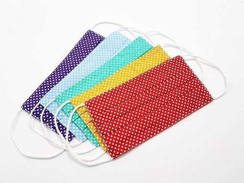 LILIND Face Mask, 5-Pack Handmade, Reusable, Washable, 100% Cotton, 5x Mix Dots