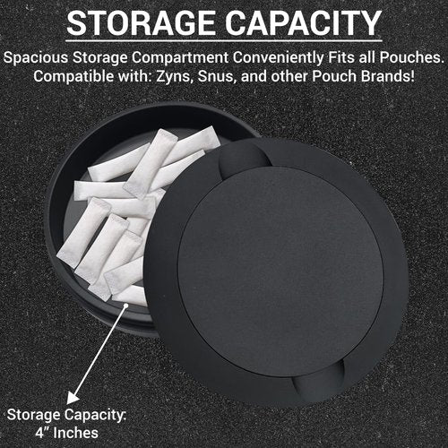 Matte Black Metal Zyn Pouch Container – Dual Compartment Storage Tin with Secure Lid