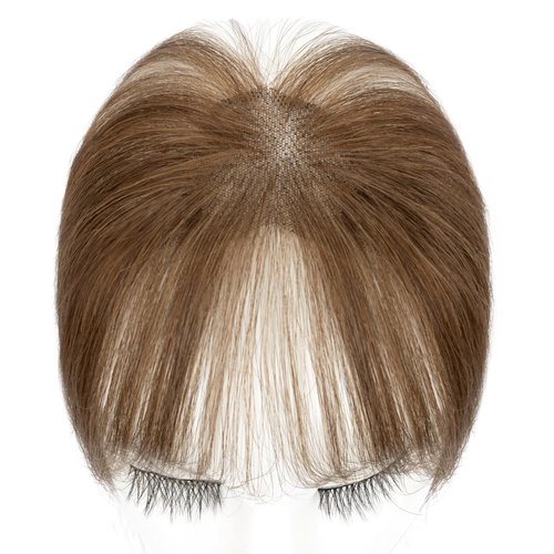 Hairro Clip in French Bangs 100% Real Human Hair, 3d 360 Cover Hand-Tied Fake Bangs for Women, with Invisible Secure Clips for Daily Wear & Add Volume, 5 Inch Frontal Medium Brown