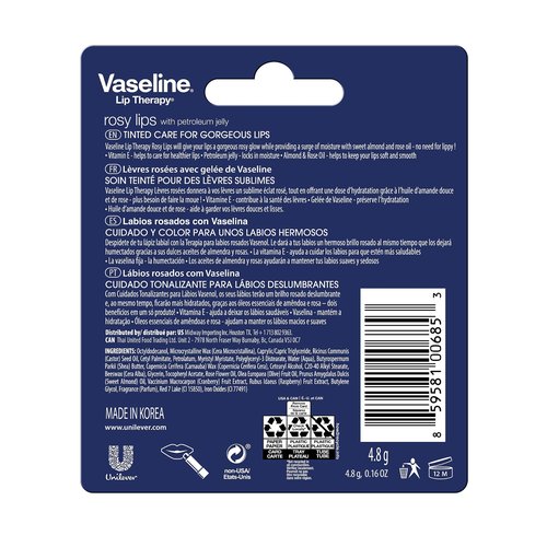 Vaseline Lip Therapy Care Rosy, Fast-Acting Nourishment, Ideal for Chapped, Dry, Cracked, or Damaged Lips, Lip Balm, 20-Pack, 0.16 Oz Each