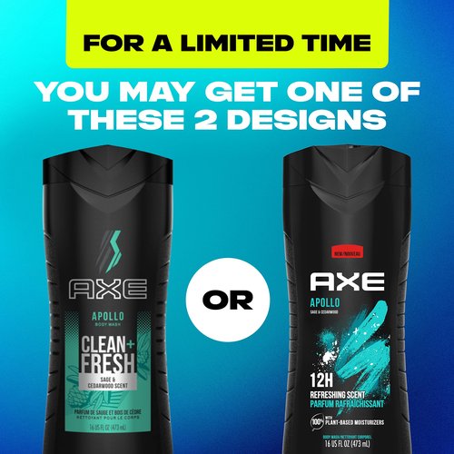 AXE Body Wash Apollo 4 Count for Long Lasting Freshness Sage & Cedarwood Men's Body Wash & Apollo Antiperspirant Deodorant Stick For Men Sage & Cedarwood 48 Hr