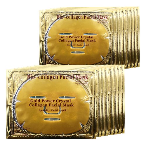 Ruzzut 15PCS Collagen Facial Masks - Skin Care Hydrating Face Sheet Mask with Hyaluronic Acid & Hydrolyzed Collagen Mask for Deeply Moisturizing & Anti Wrinkles & Refreshing Skin,24K Gold