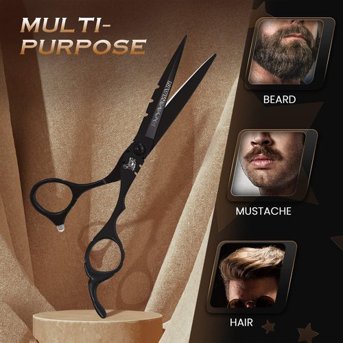 Bossman Hair and Beard Grooming Set - Metal Comb and Professional Scissors for Men's Haircut and Grooming