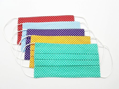 LILIND Face Mask, 5-Pack Handmade, Reusable, Washable, 100% Cotton, 5x Mix Dots
