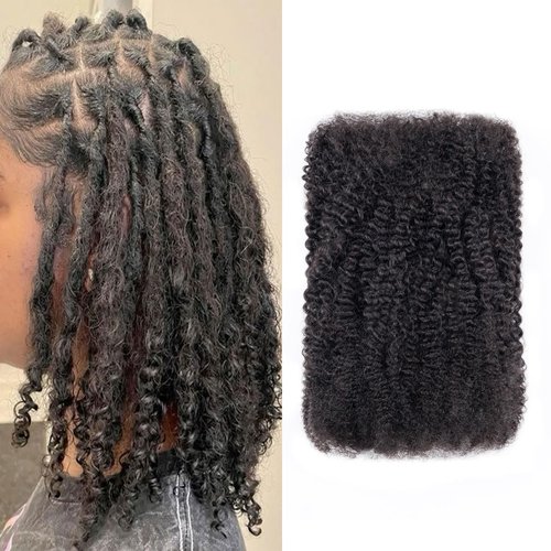 Afro Kinkys Bulk Human Hair for Permanent Micro Locs/Twists/Braids/Repair Locs Afro Kinky Curly Bulk Length and Thickness Extending, Blend Seamlessly with African hair (Natural black, 12inch 50g)