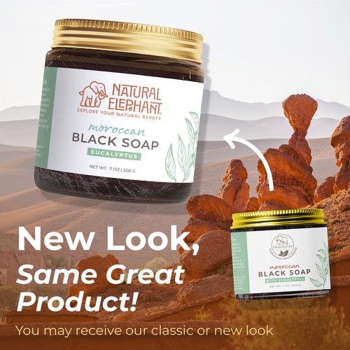 Natural Elephant Moroccan Black Soap With Eucalyptus Essential Oil 1kg (2.2 lbs) Bulk Size