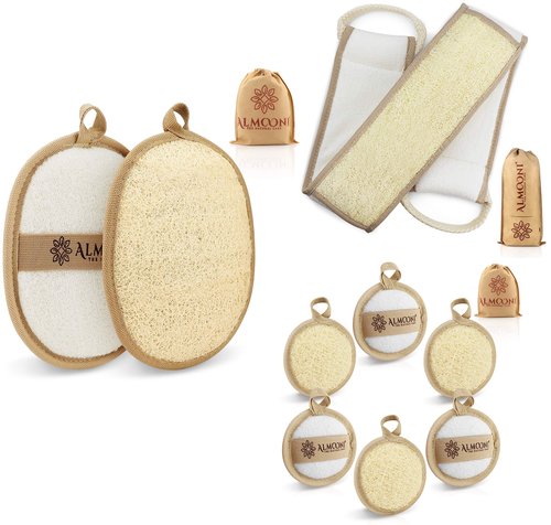 Premium Exfoliating Loofah Pad Body Scrubber, Back Scrubber and Facial Loofah Bundle, Made with Natural Egyptian Loofah Sponge That Gets You Clean, Not Just Spreading Soap