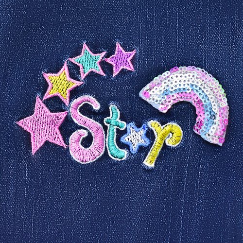 Peacolate 5-12 Years Little Big Girl Embroidered Rainbow Star Straight Jeans(Star,9-10Years)