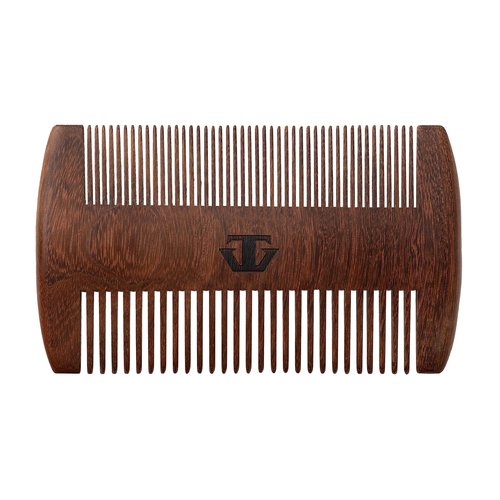 Premium Sandalwood Beard Comb with Mother of Pearl Decoration and Black Case - Traditional Craft Work & The Lux Edition for the Perfect Beard & Mustache Grooming and Gift for Men - TRAWILD (MARK)