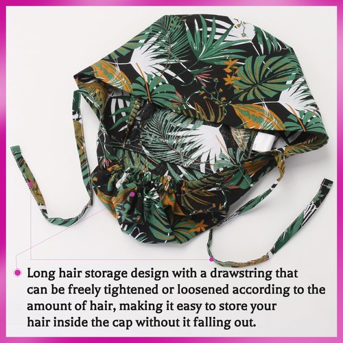 GUOER Long Hair Working Cap for Women Scrub Caps Can Store Long Hair Caps One Size (LH14C)