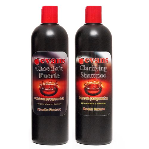 evans COMBO PACK Brazilian Keratin Hair Smoothing Treatment Blowout Straightening System – Strong 16 fl oz + Clarifying Shampoo 16 fl oz.…