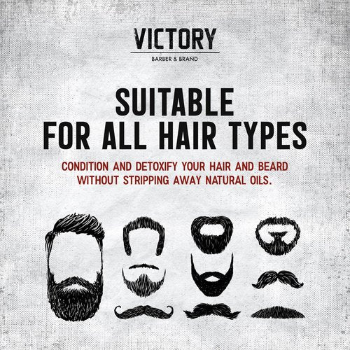 Victory Barber & Brand Beard Wash - Made in USA, Men's All-in-One Shampoo and Conditioner, Hydrating, Smoothening, Softening, 8.4 Fl Oz