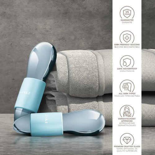 GESKE SmartAppGuided™ Cool & Warm Duo Eye Massager | 7 in 1 | Time-saving Dual Massager | For Eyes & Face | Battery-free Cooling & Warming | Firms, Relaxes & De-Puffs Skin