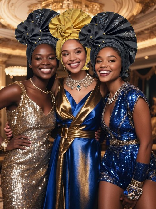 Petaluna African Head Wraps，African Gele Head Wrap For Women，Suitable For Wedding Parties Black