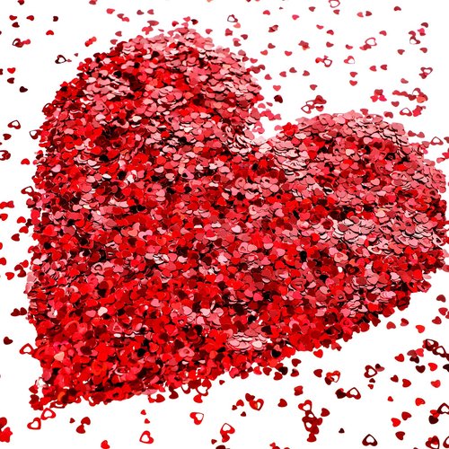 20 Gram Valentine Heart Nail Glitter Sequins Laser Heart Stickers 3D Shiny Sweet Love Decals for Valentine's Day Manicure Nail DIY Decoration Face Body Make Up Resin